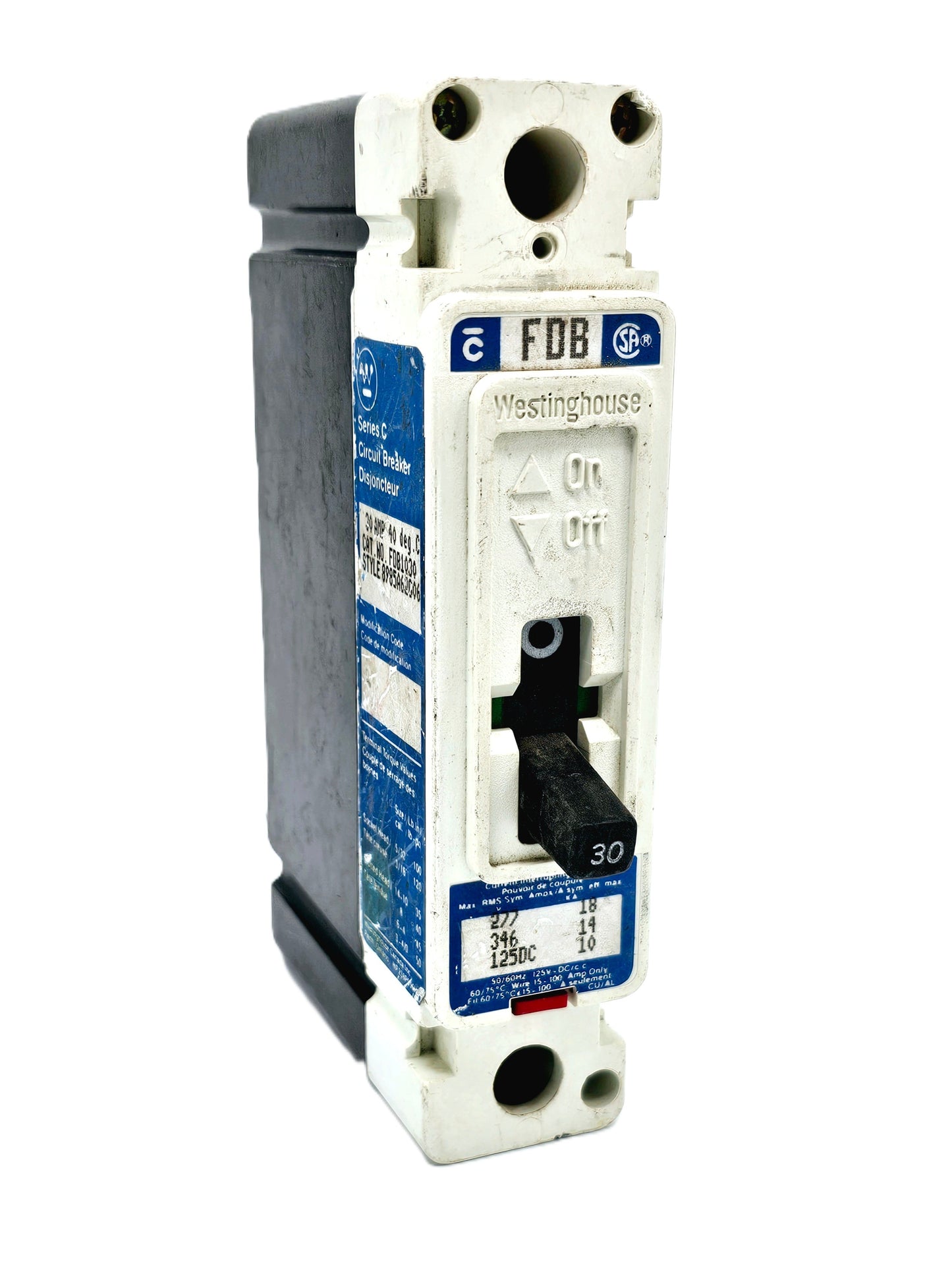 Westinghouse FDB1030 Series C Industrial Circuit Breaker 30 Amps