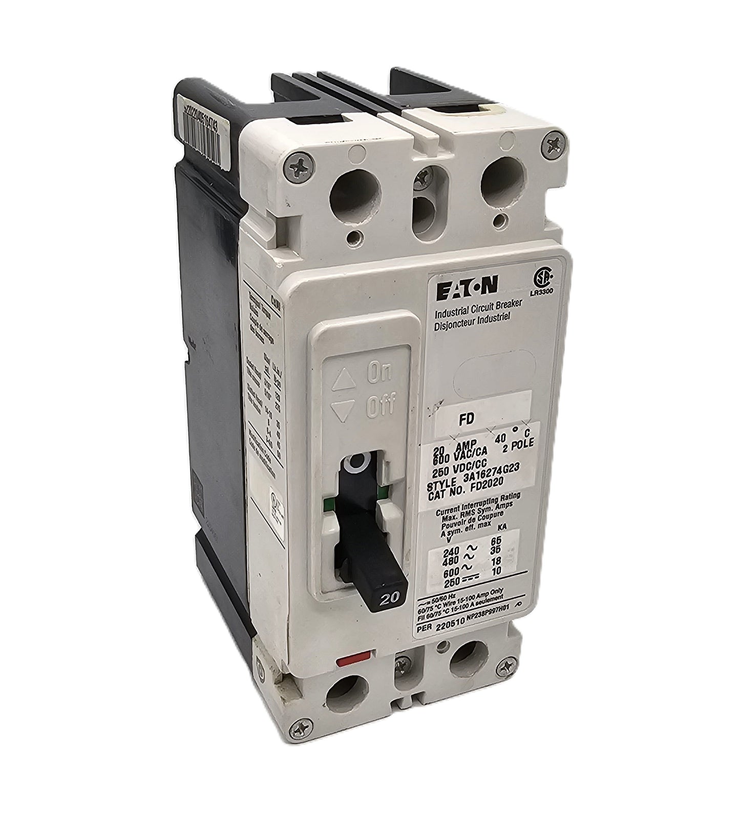 Eaton FD2020 Series C 20 Amps 2 Poles 600 VAC 250 VDC Bolt On