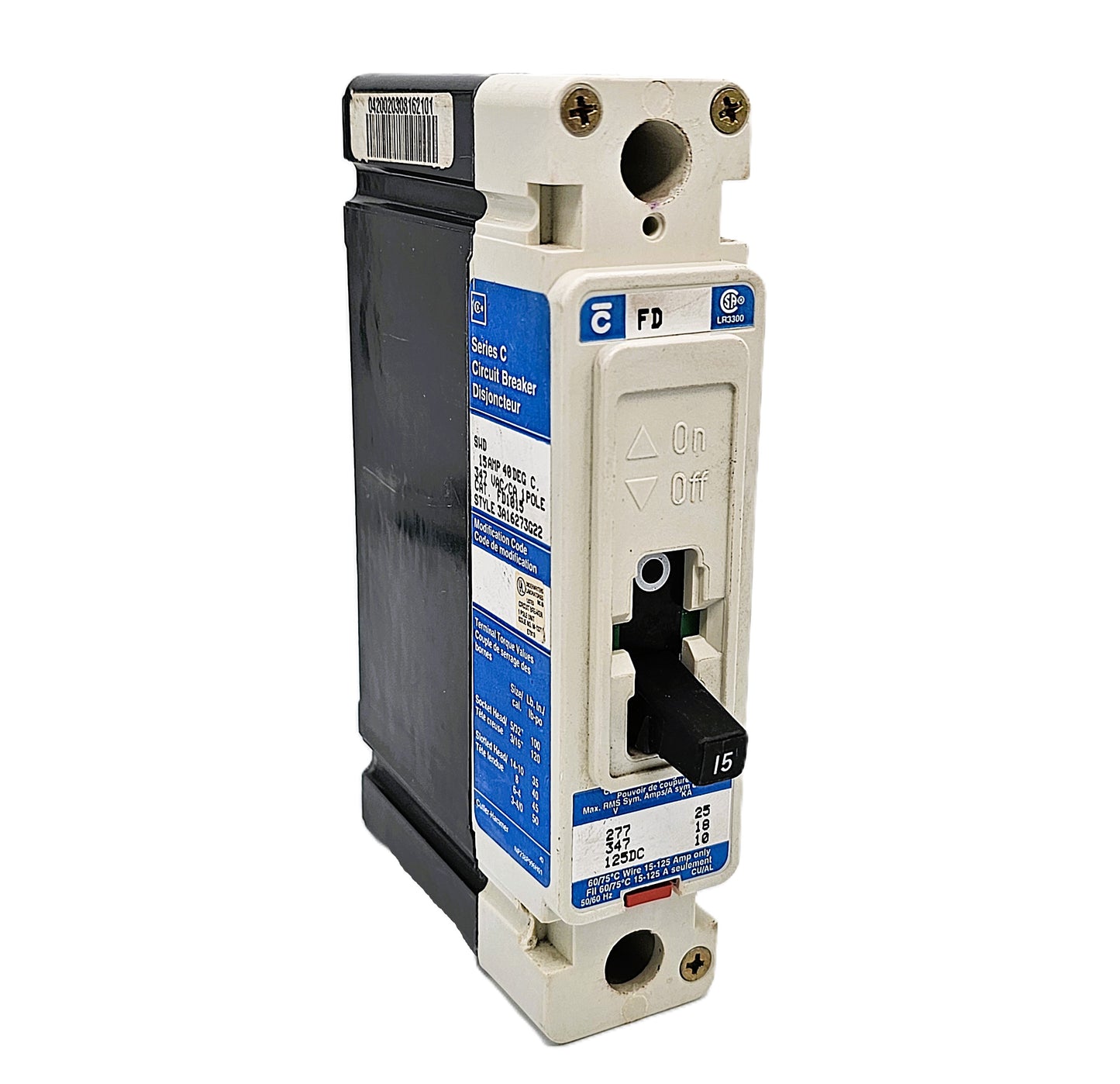 Eaton FD1015 Series C Single-Pole 15Amps 277 VAC 347 VAC 125 VDC Bolt-On