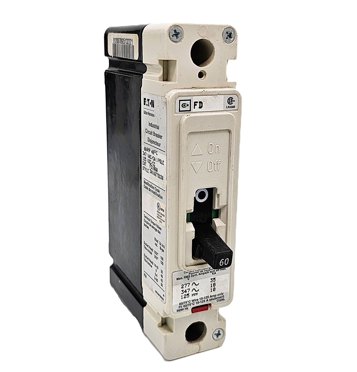 Eaton FD1060 Series C 60 Amps Single Pole 277V AC 347V AC 125V DC Bolt-On