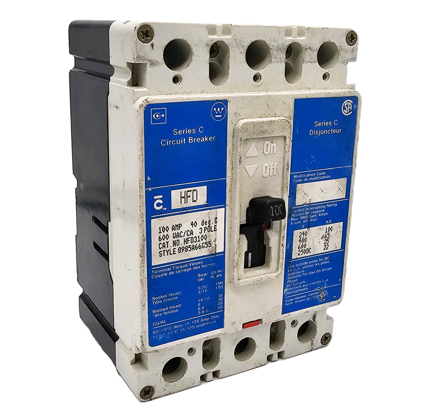 Cutler-Hammer / Westinghouse (Series C) HFD3100 100Amps 3-Pole Bolt-On