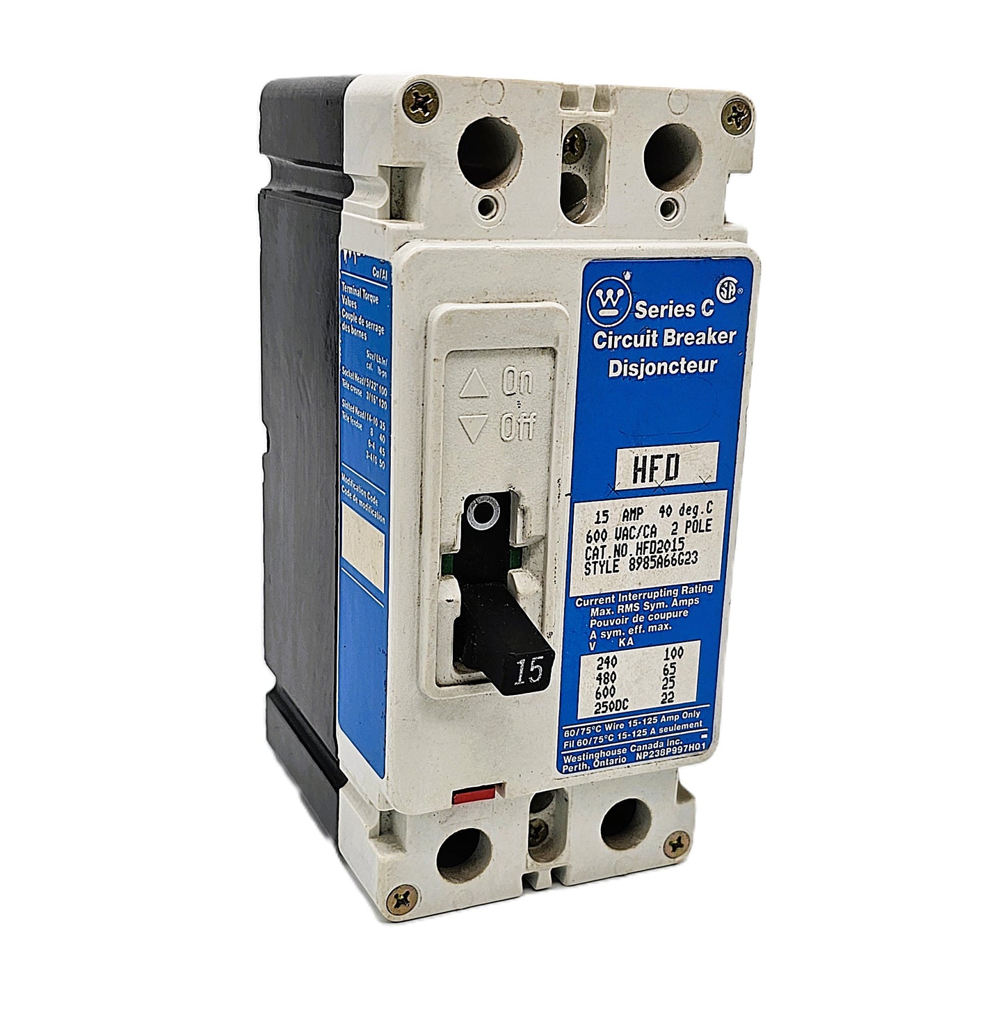 Eaton / Cutler-Hammer HFD2015 Circuit Breaker 15Amps 2-Pole Bolt-On