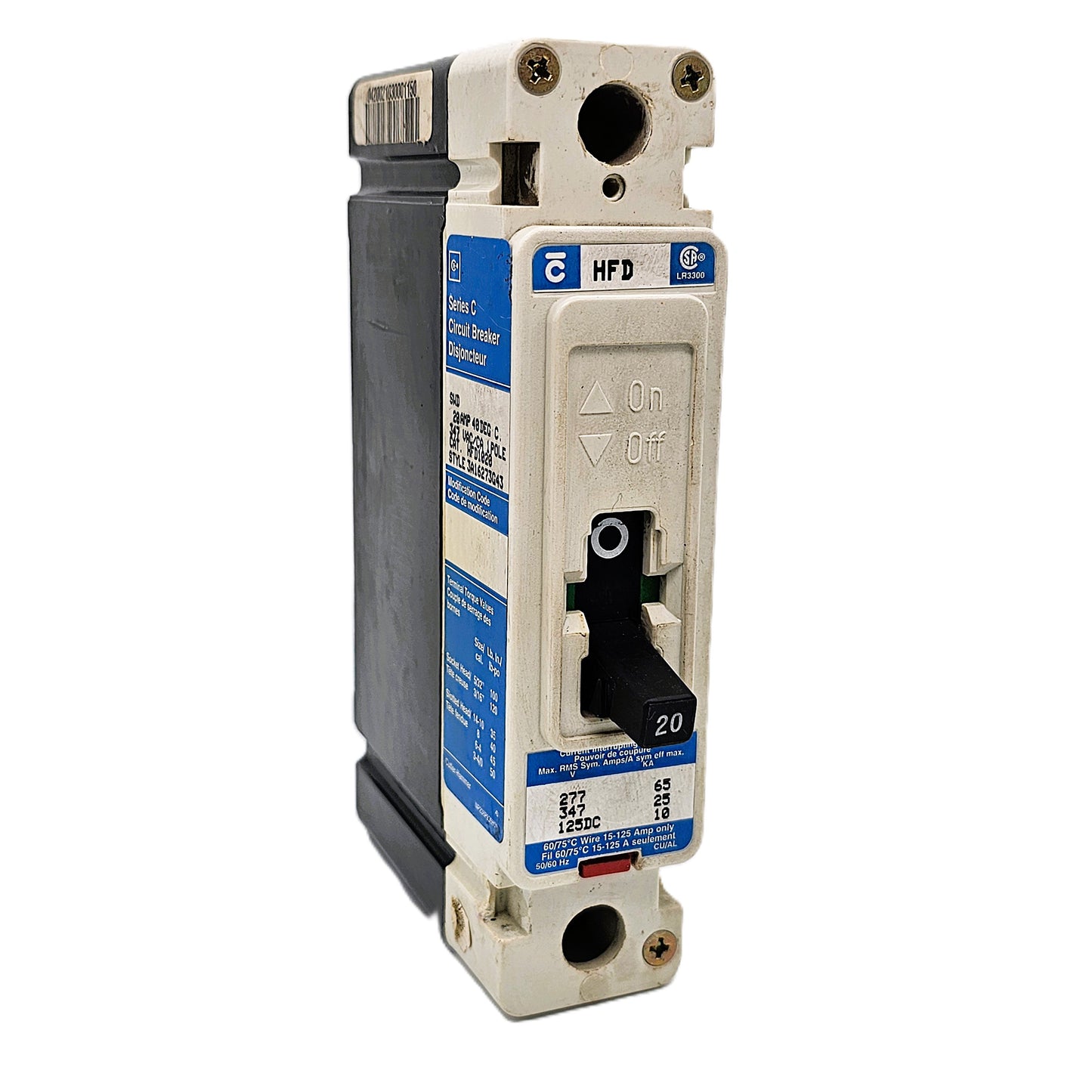 Eaton HFD1020 Circuit Breaker 20Amps 1-Pole 277VAC Bolt-On