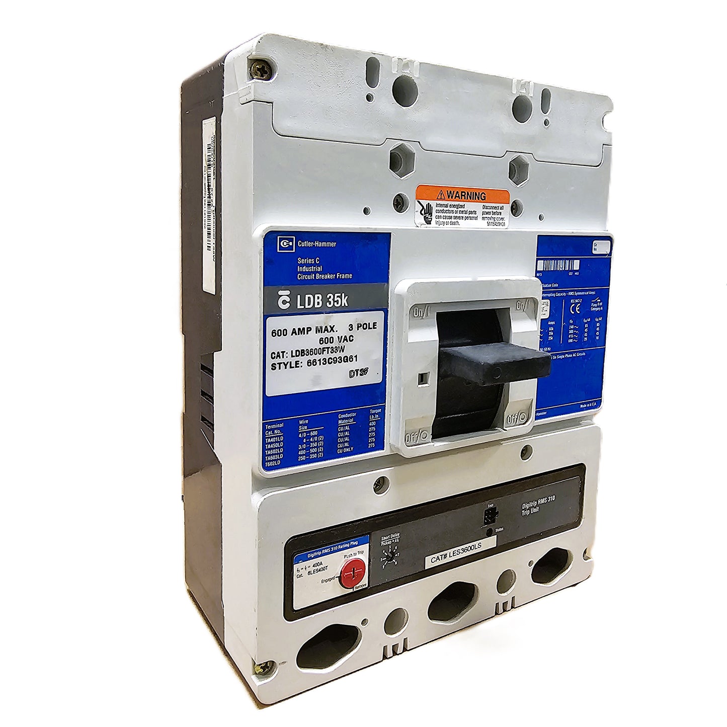 Eaton LDB3600FT33W Circuit Breaker 600Amps 600VAC 3-Poles Bolt-On