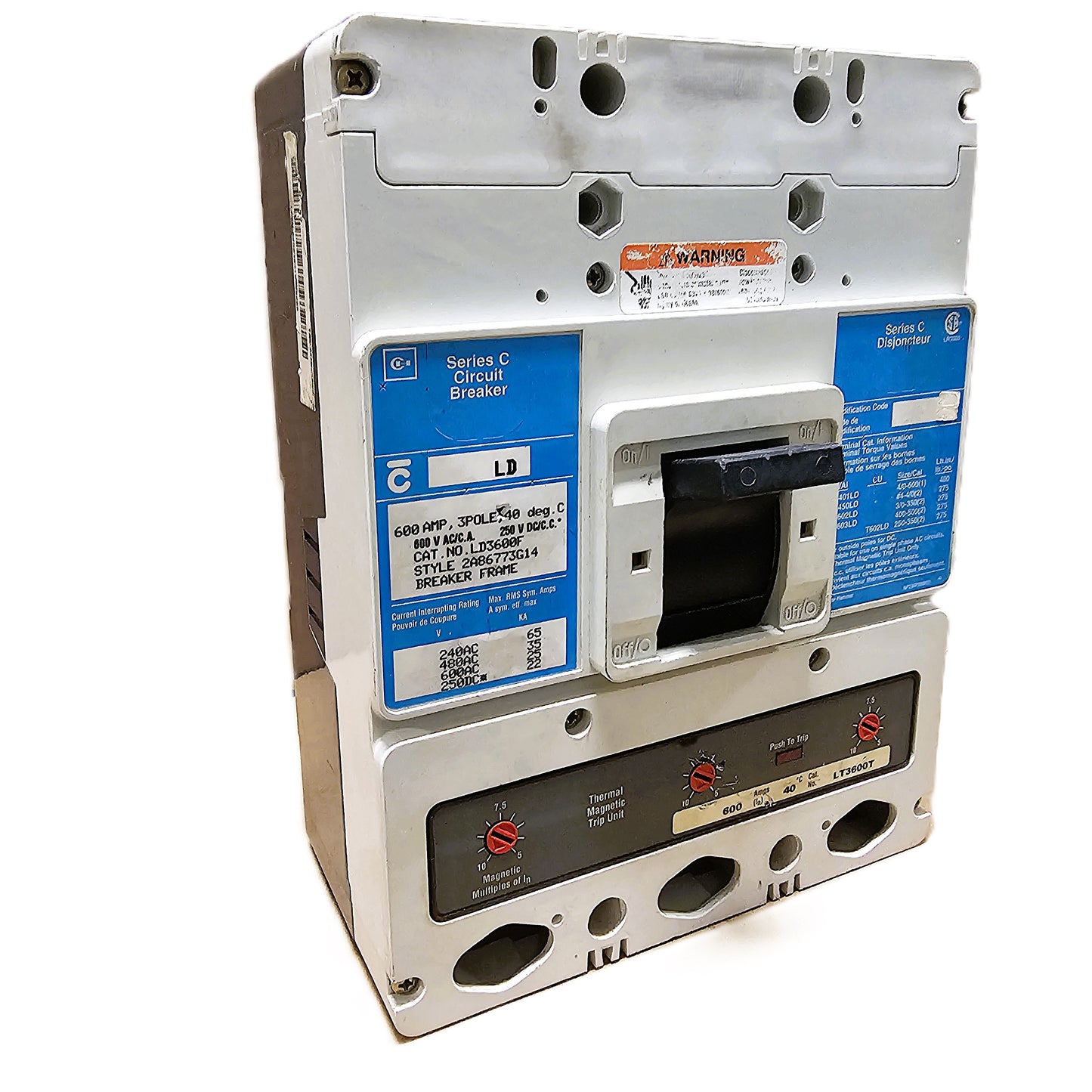 Eaton LD3600F Circuit Breaker 600Amps 600VAC 3-pole Bolt-On