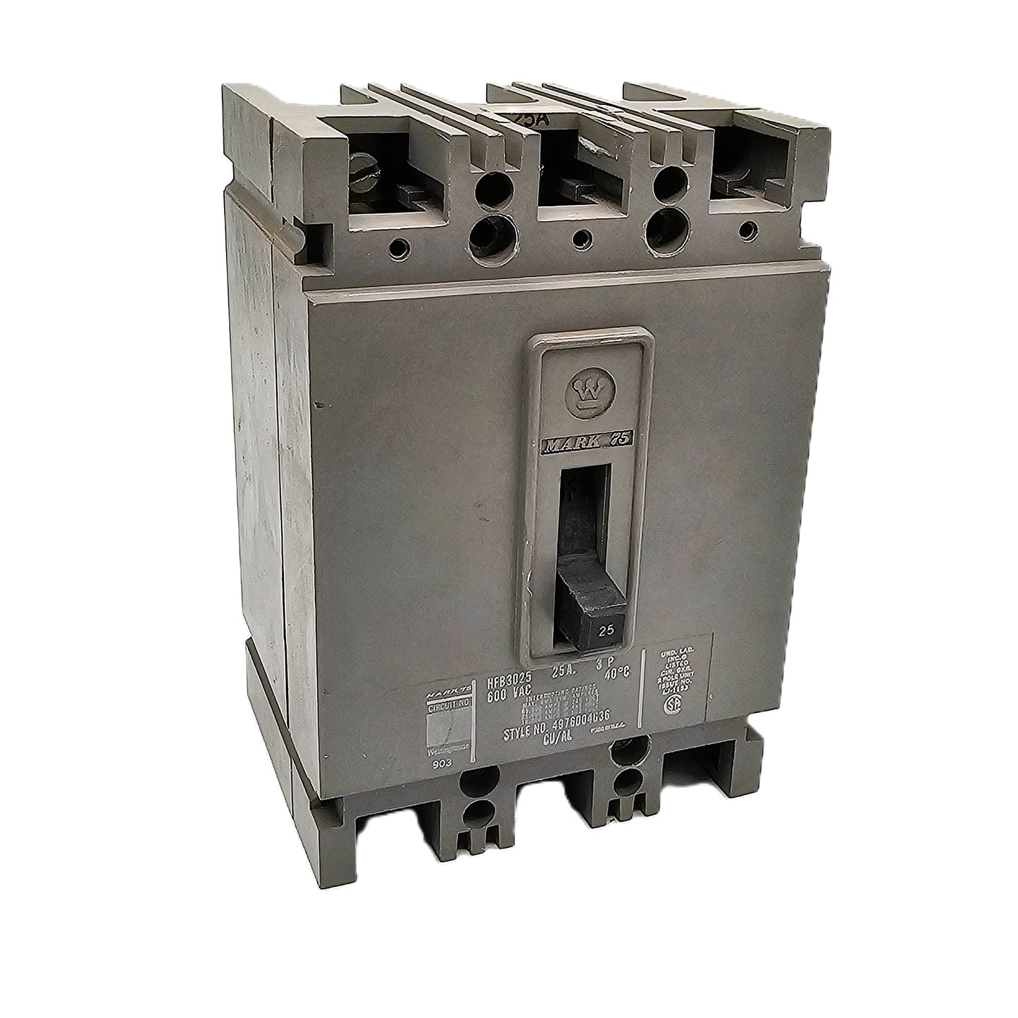 Westinghouse HFB3025 Circuit Breaker 3-Poles 25Amps 600VAC Bolt-on