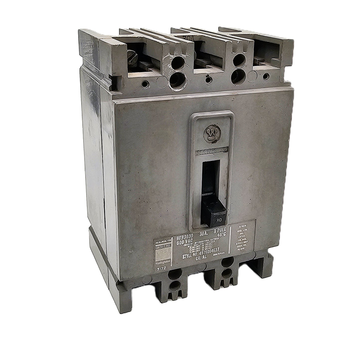 Westinghouse HFB3030 Circuit Breaker 3-Pole 30Amps 600VAC Bolt-On