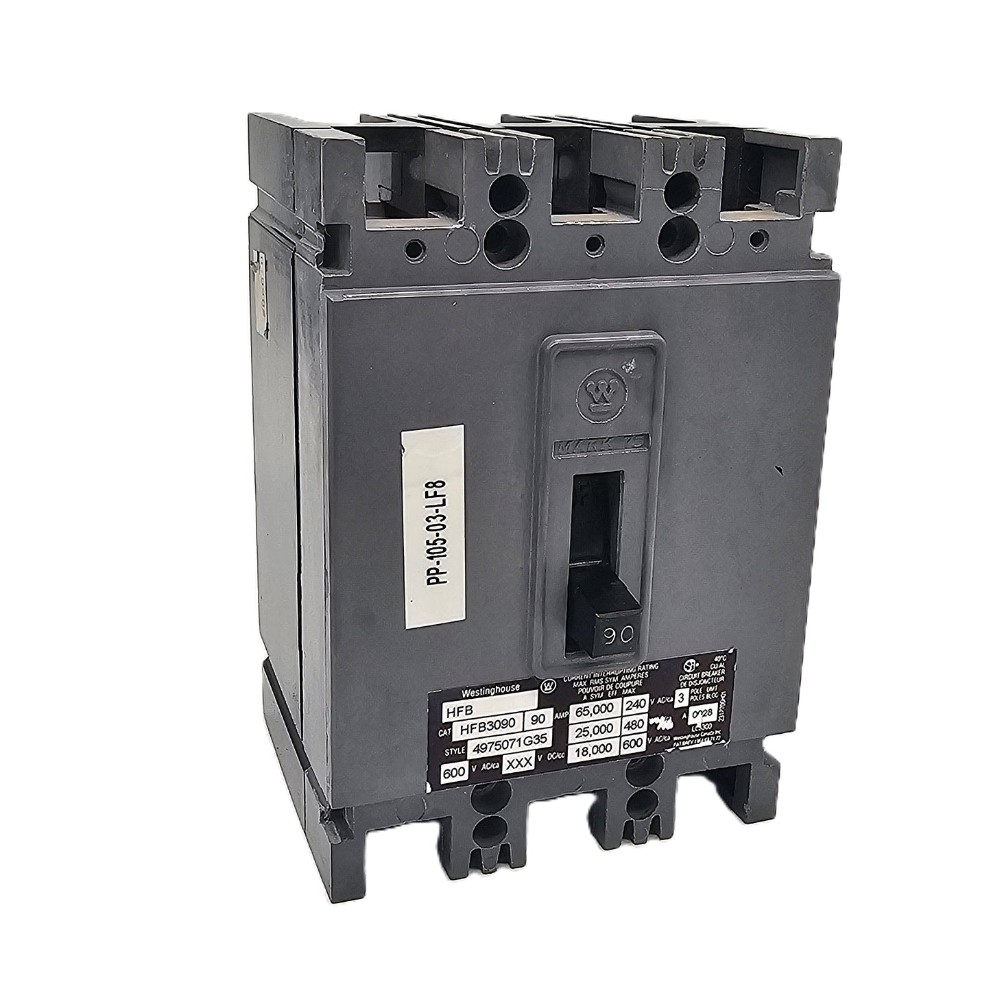 Westinghouse HFB3090 Circuit Breaker 3-Poles 90Amps 600VAC Bolt-On