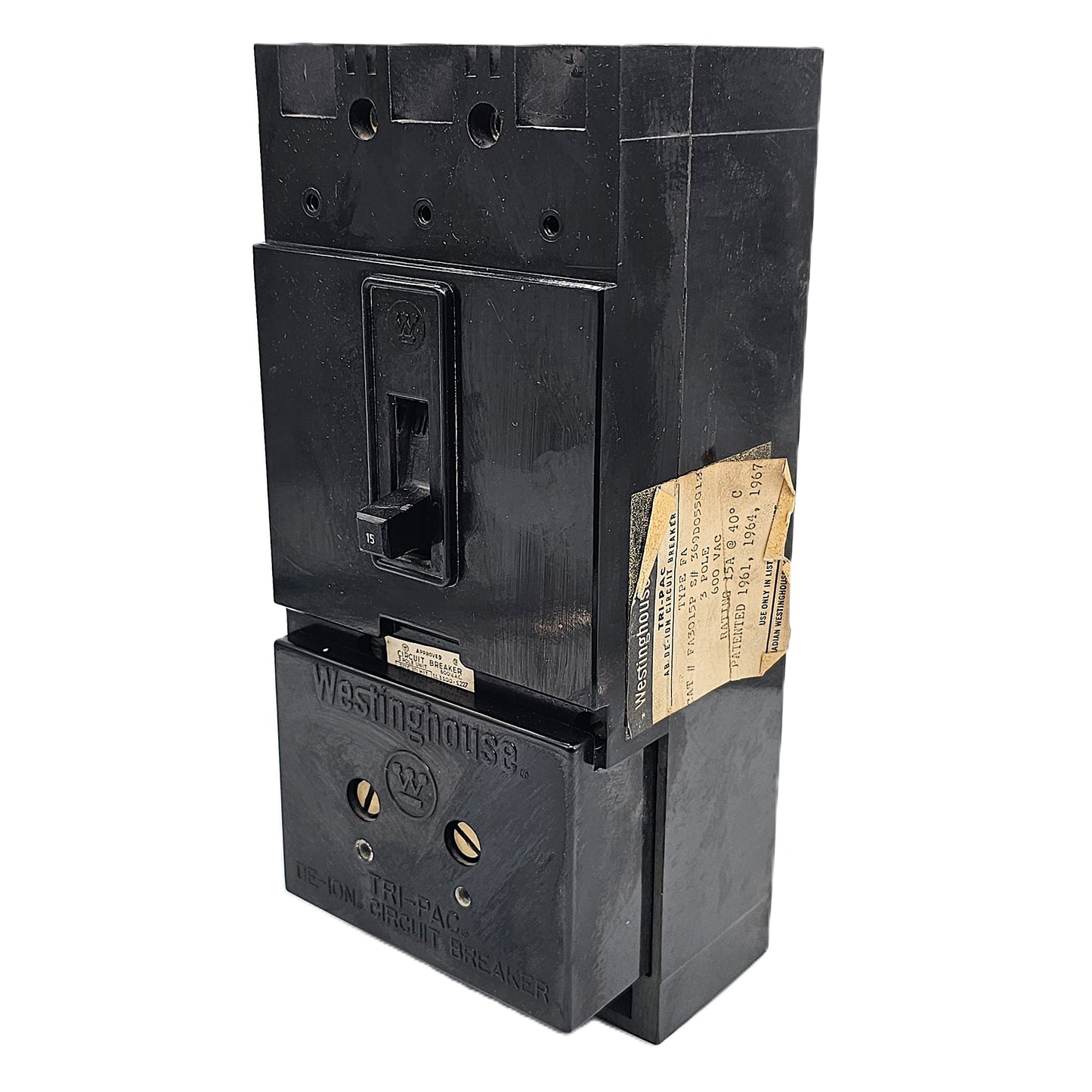 Westinghouse FB3015PL Circuit Breaker 3-Poles 15Amps 600VAC Bolt-On