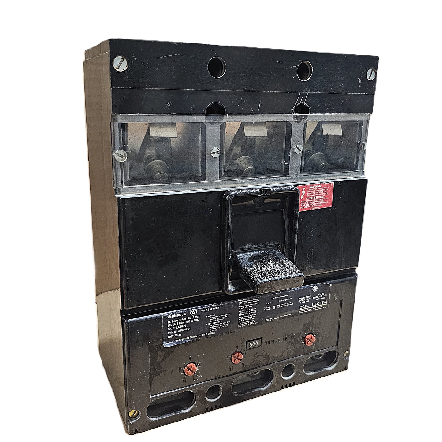 Westinghouse LA3600FS Circuit Breaker, 3Poles, 500amps, 600vac
