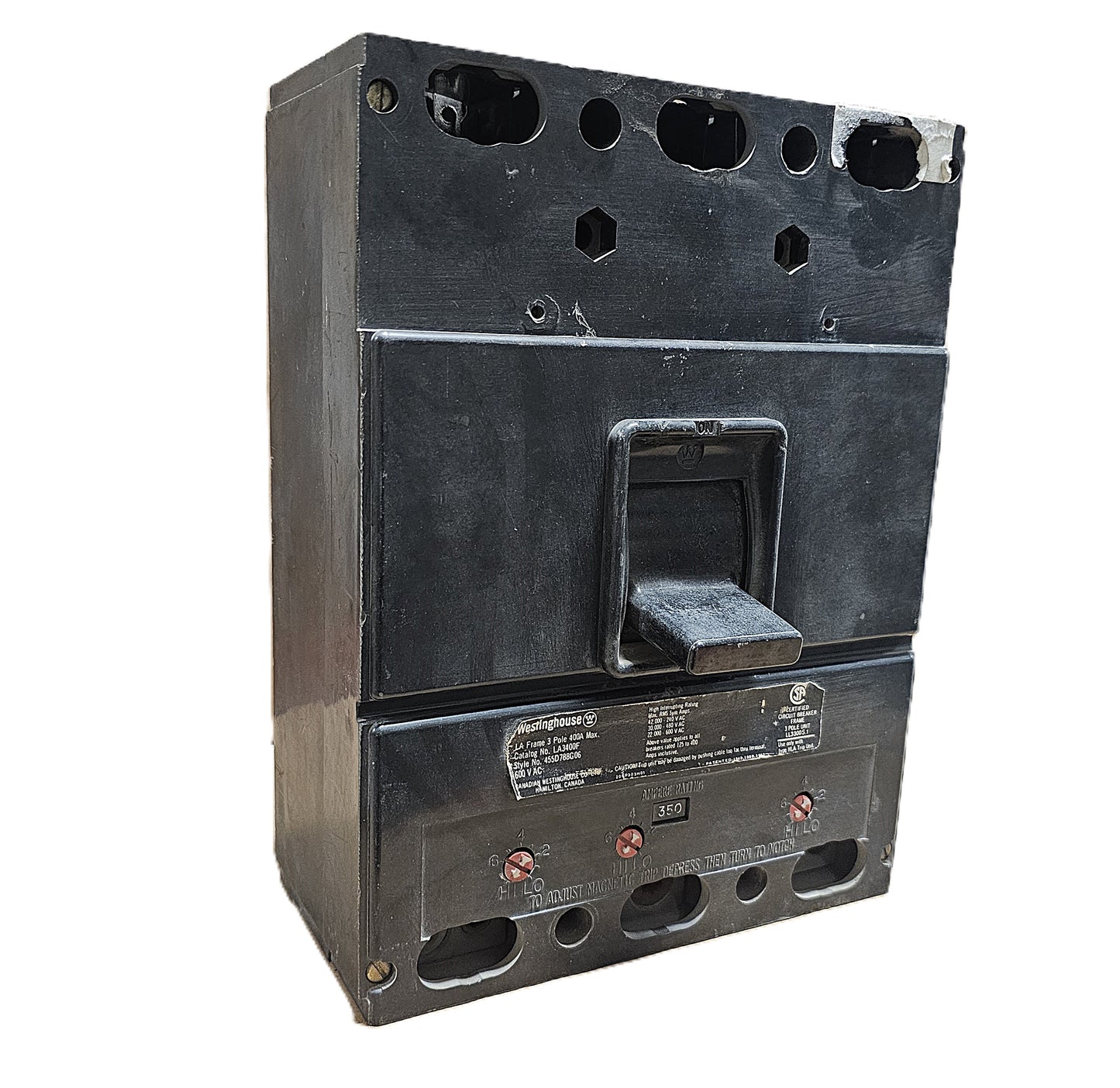Westinghouse LA3400F Circuit Breaker 3-Poles 350Amps Bolt-On