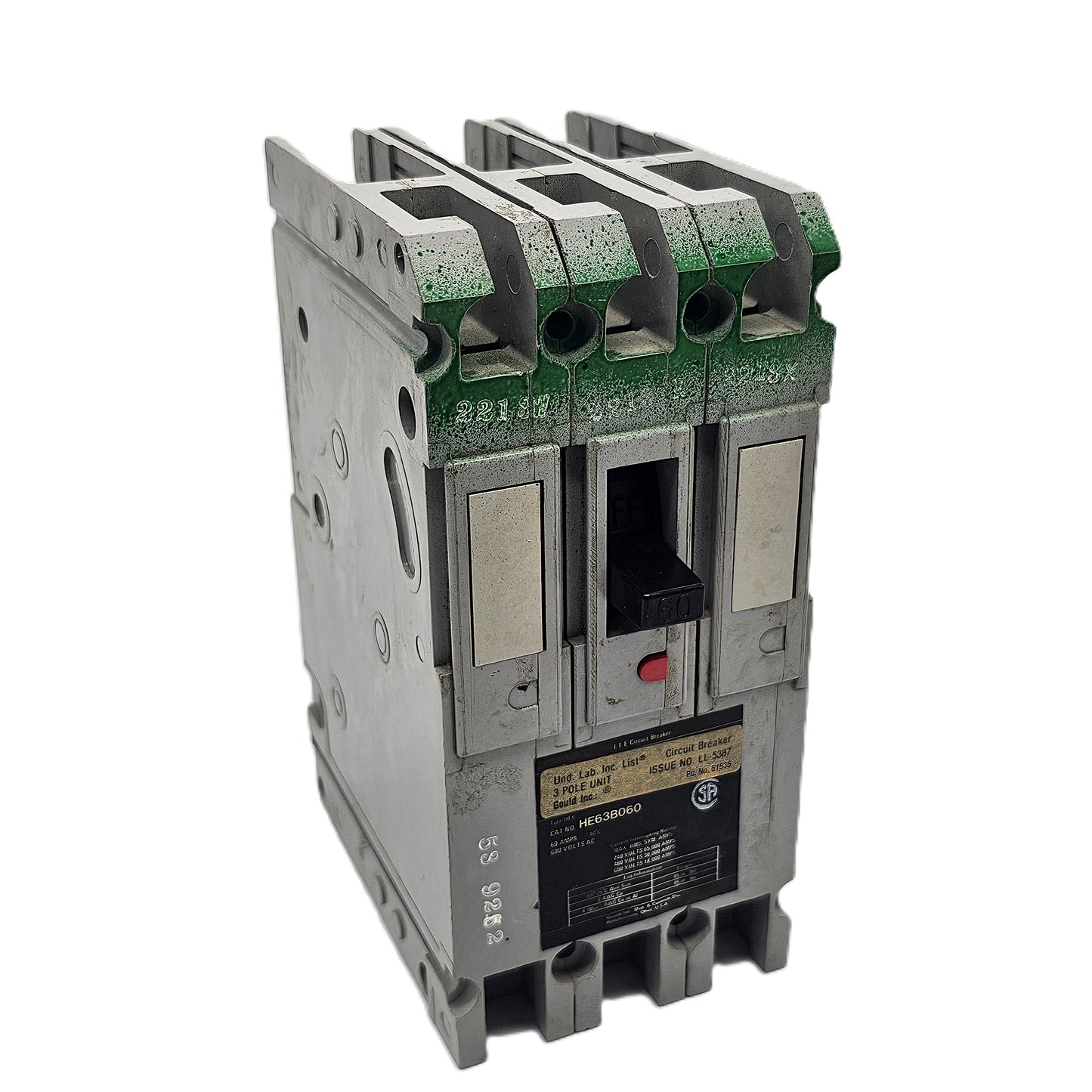 Cutler-Hammer HE63B060 Circuit Breaker 3-Pole 60Amps Bolt-On