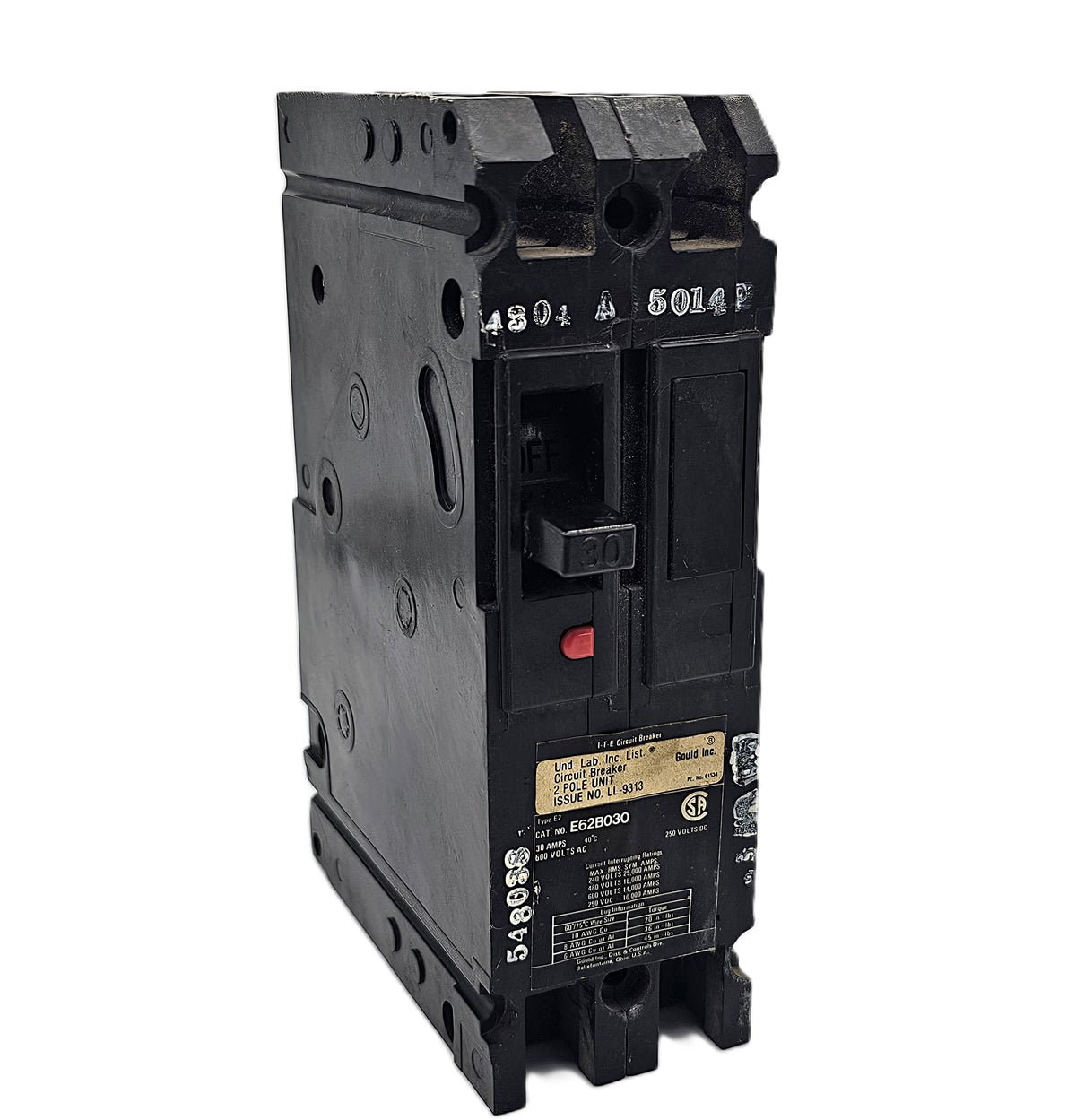 Siemens E62B030 Circuit Breaker 2-Pole, 30 Amp, 240V AC, 10kAIC, Bolt-On