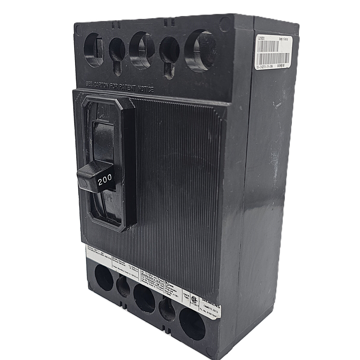 Siemens QJ23B200 Circuit Breaker 3-Pole, 200 Amp, 600V AC, Bolt-On, QJ Frame
