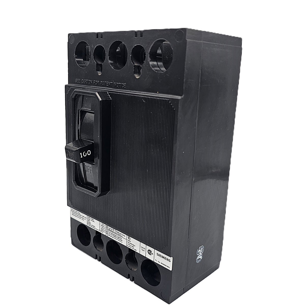 Siemens ED63B100 Circuit Breaker 3-Pole, 100 Amp, 600V AC, Bolt-On, ED6 Frame