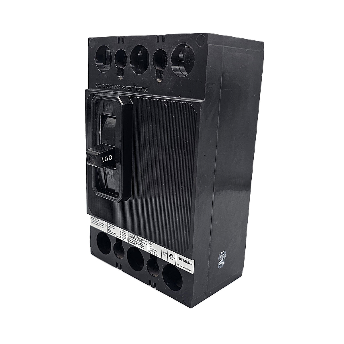Siemens 3B100 Circuit Breaker 3-Pole, 100 Amp, 600V AC, Bolt-On, ED6 Frame