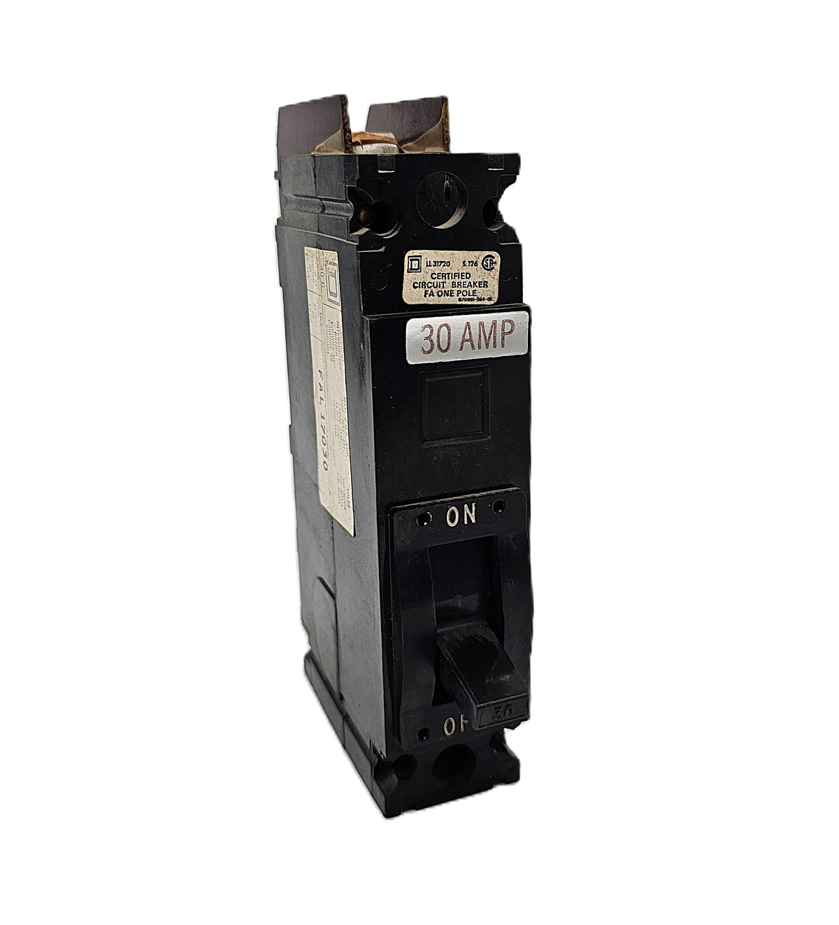 Square D FAL17030 Circuit Breaker 1-Pole, 30 Amp, 347V AC / 125V DC, Thermal Magnetic, FA Frame, Unit Mount