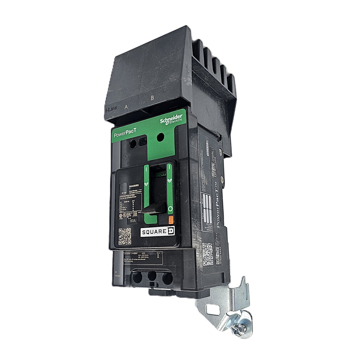 Square D PowerPact BDA260100 Circuit Breaker 3-Pole, 100 Amp, 600V AC, Bolt-On, PowerPact BQ Frame