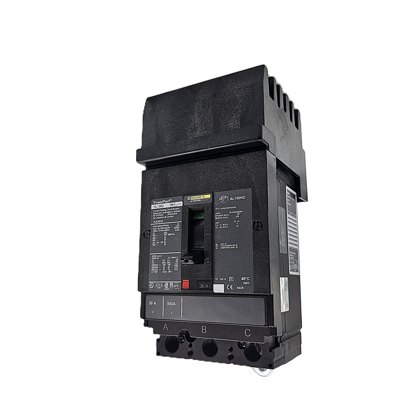 Square D HJA36030 Circuit Breaker 3-Pole, 30 Amp, 600V AC, PowerPact HG Frame