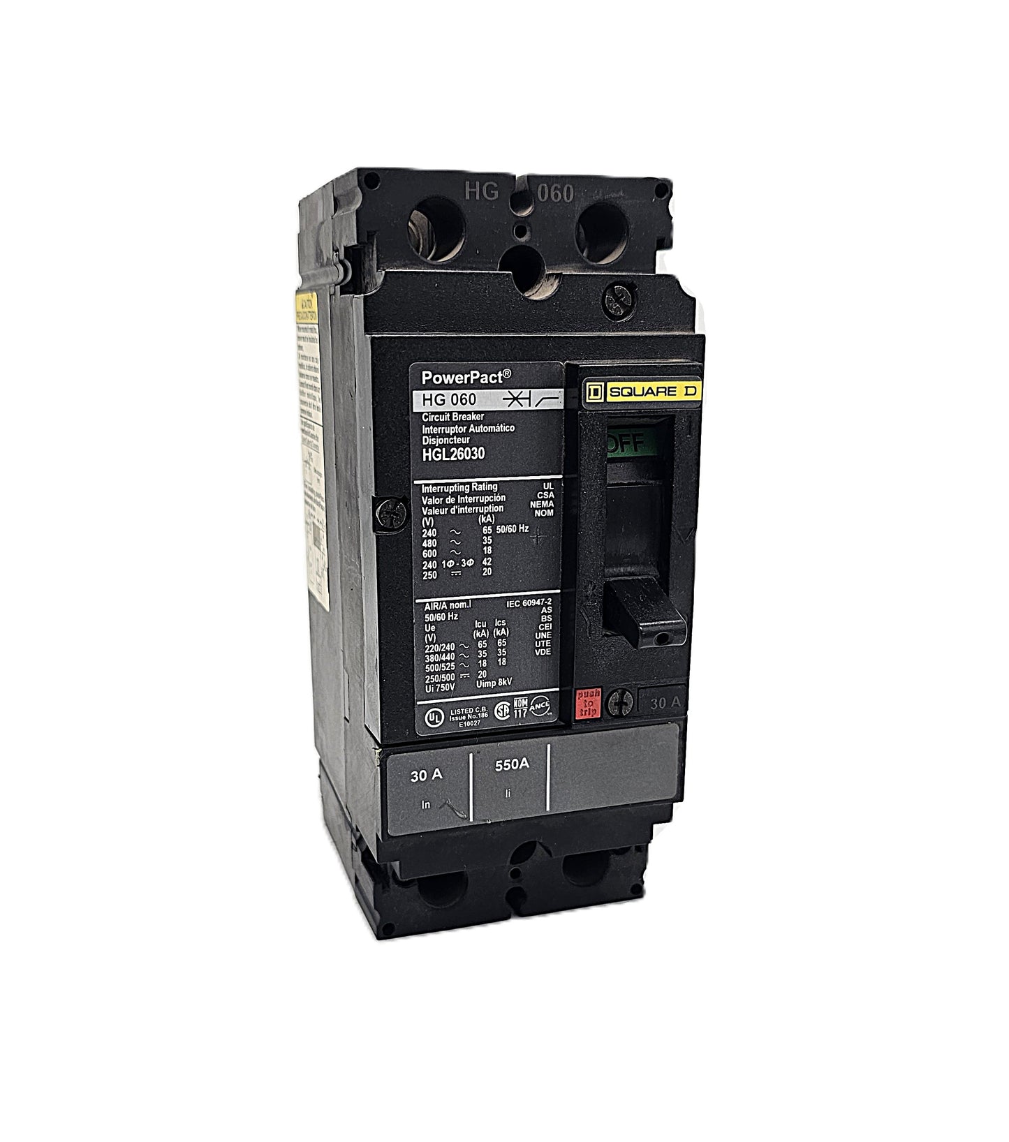 Square D HGL26030 Circuit Breaker 2-Pole, 30 Amp, 600V AC, PowerPacT HG-Frame