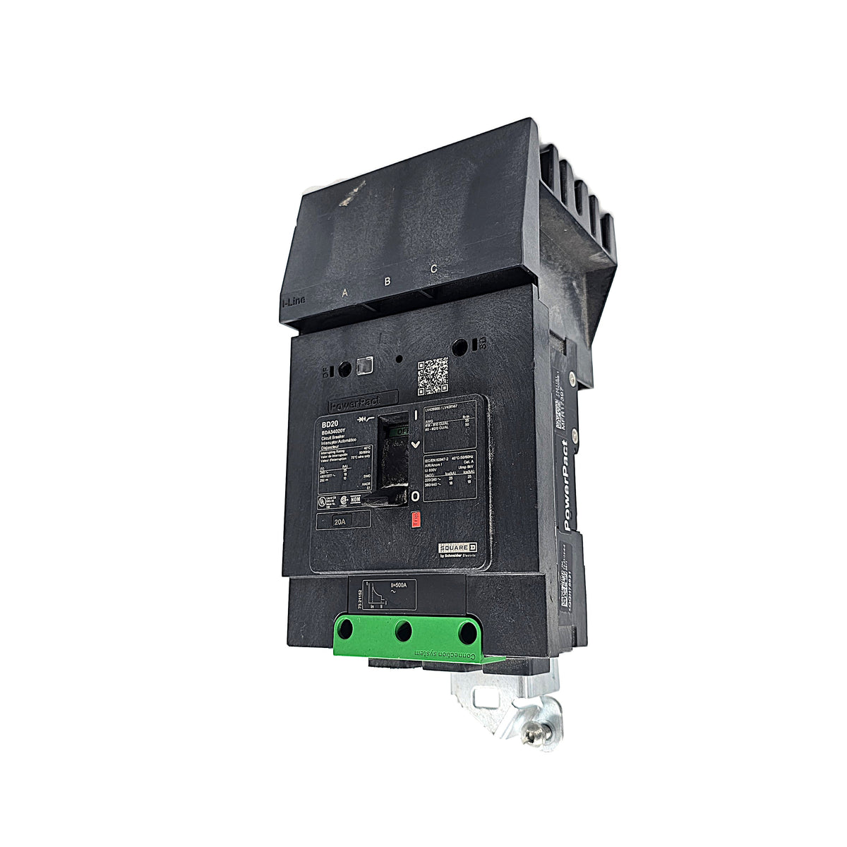 Schneider Electric PowerPact BDA34030Y B-Frame Circuit Breaker 3-Pole, 30 Amp, 480V AC, Thermal Magnetic, B-Frame