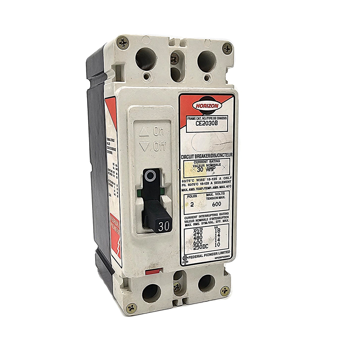 Horizon / Square D CE2030B Circuit Breaker 2-Pole, 30 Amp, 600V AC, Thermal Magnetic, CE Frame
