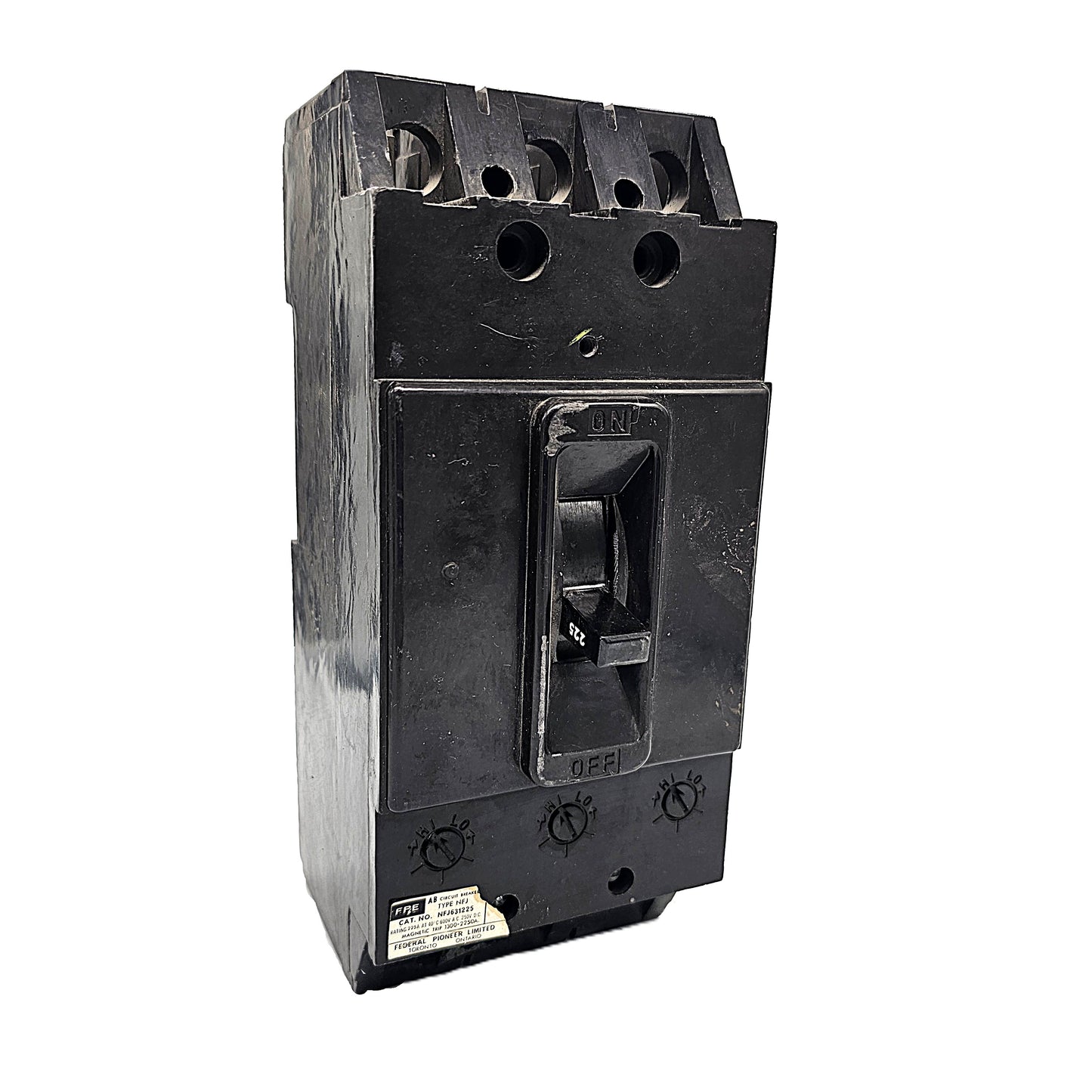 Federal Pioneer FPE NFJ631225 Circuit Breaker 3-Pole, 225 Amp, 600V AC, Bolt-On, NF Frame, Black Handle