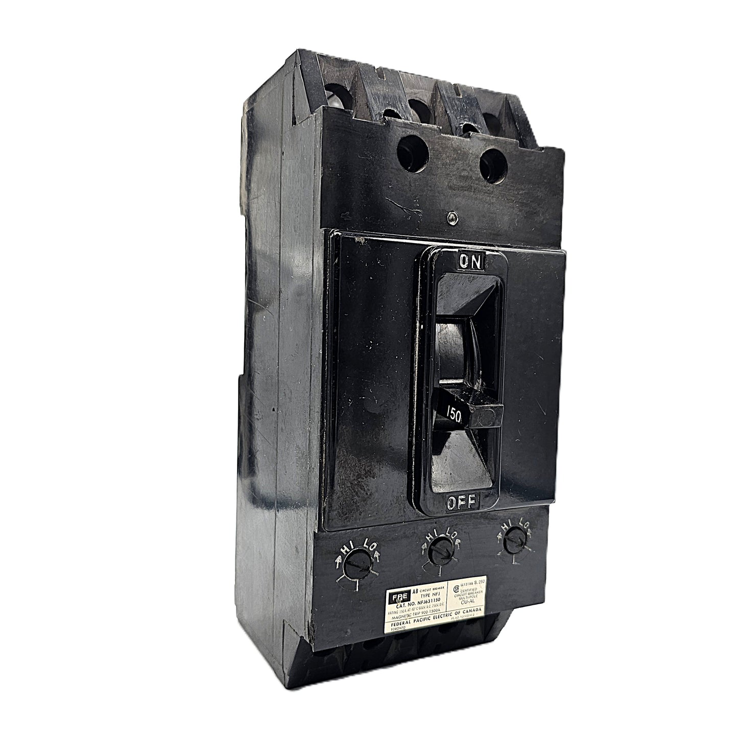 Federal Pioneer FPE NFJ631150 Circuit Breaker 3-Pole, 150 Amp, 600V AC, Bolt-On, NFJ Frame,