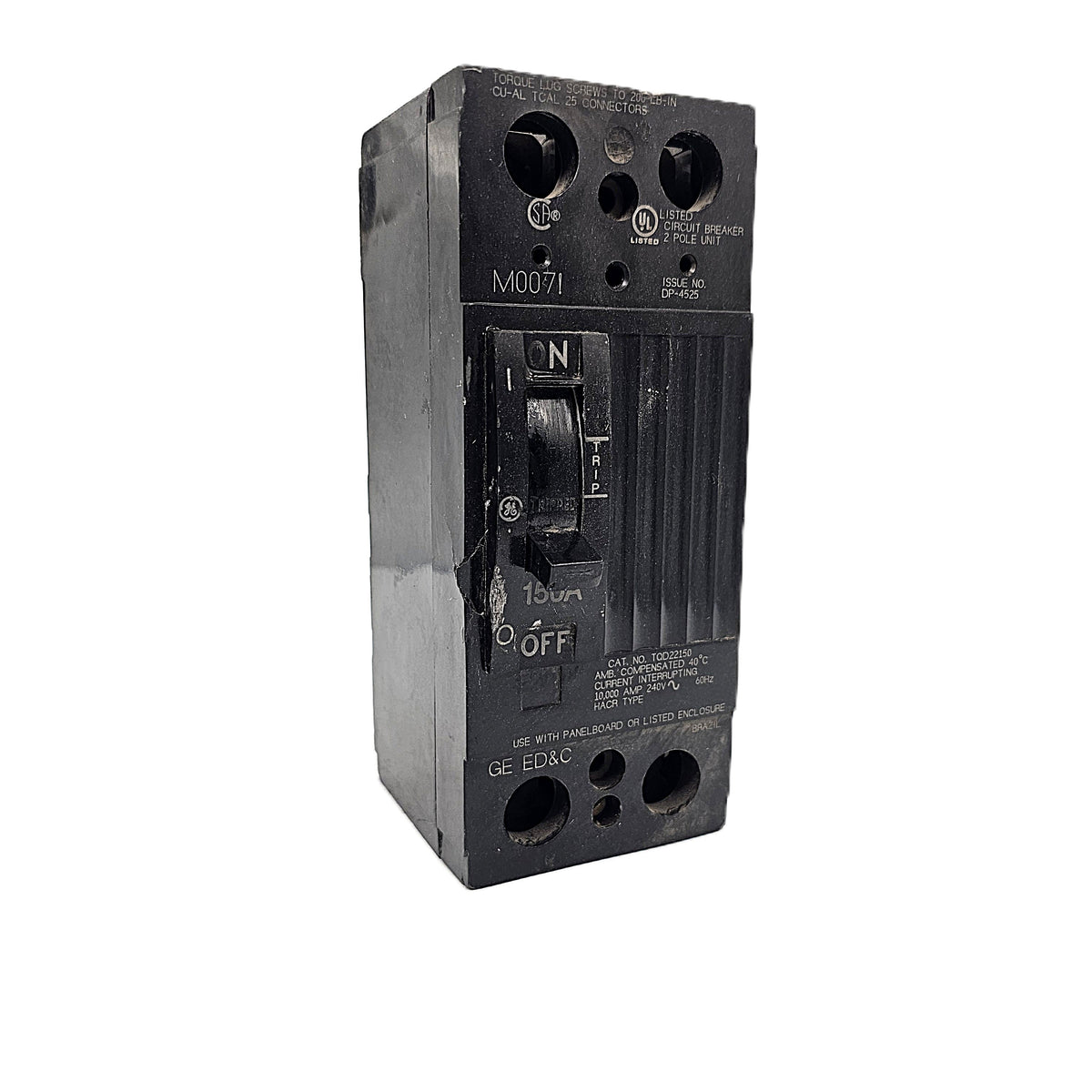 General Electric TQD22150 Circuit Breaker 2-Pole, 150 Amp, 240V AC, TQD Frame, Bolt-On