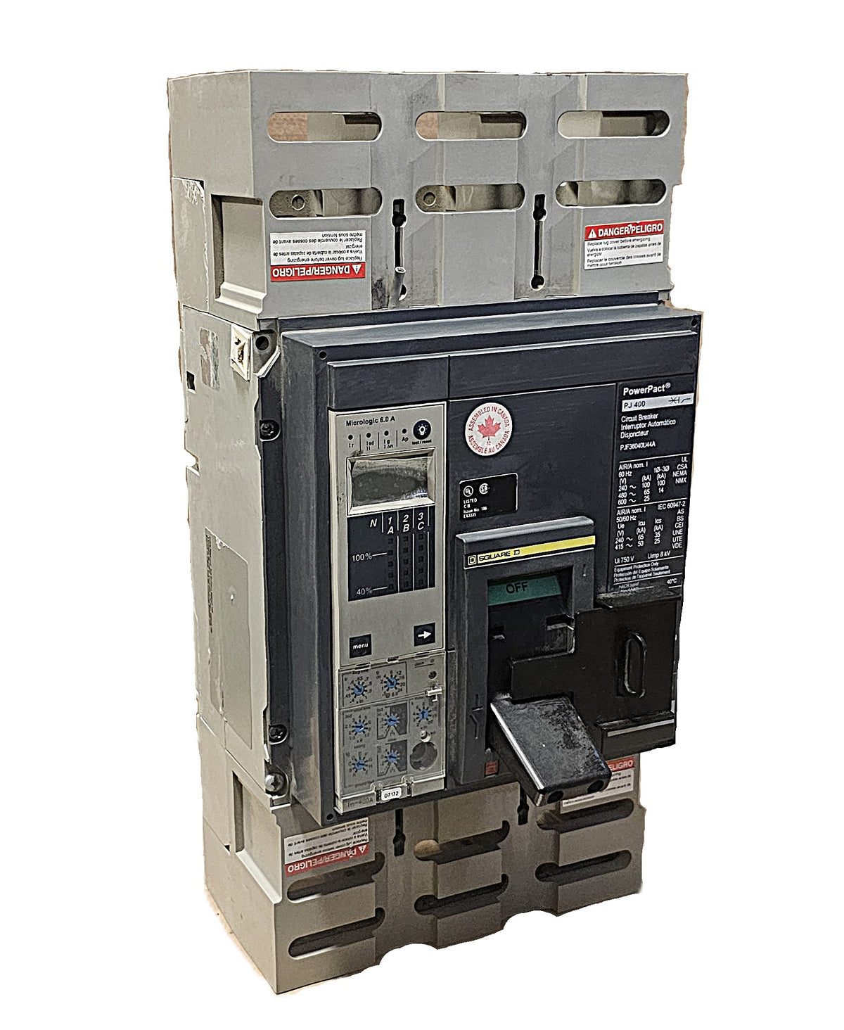 Schneider Electric PowerPact Masterpact PJF36040U44A Circuit Breaker 3-Pole, 600 Amp, 600V AC, PJ400 Frame