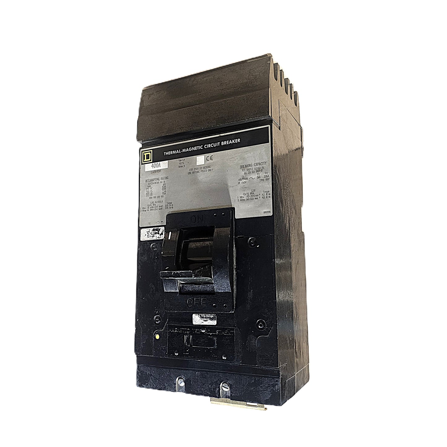 Square D LA36400 Circuit Breaker 3-Pole, 400 Amp, 600V AC, Thermal Magnetic, LA Frame