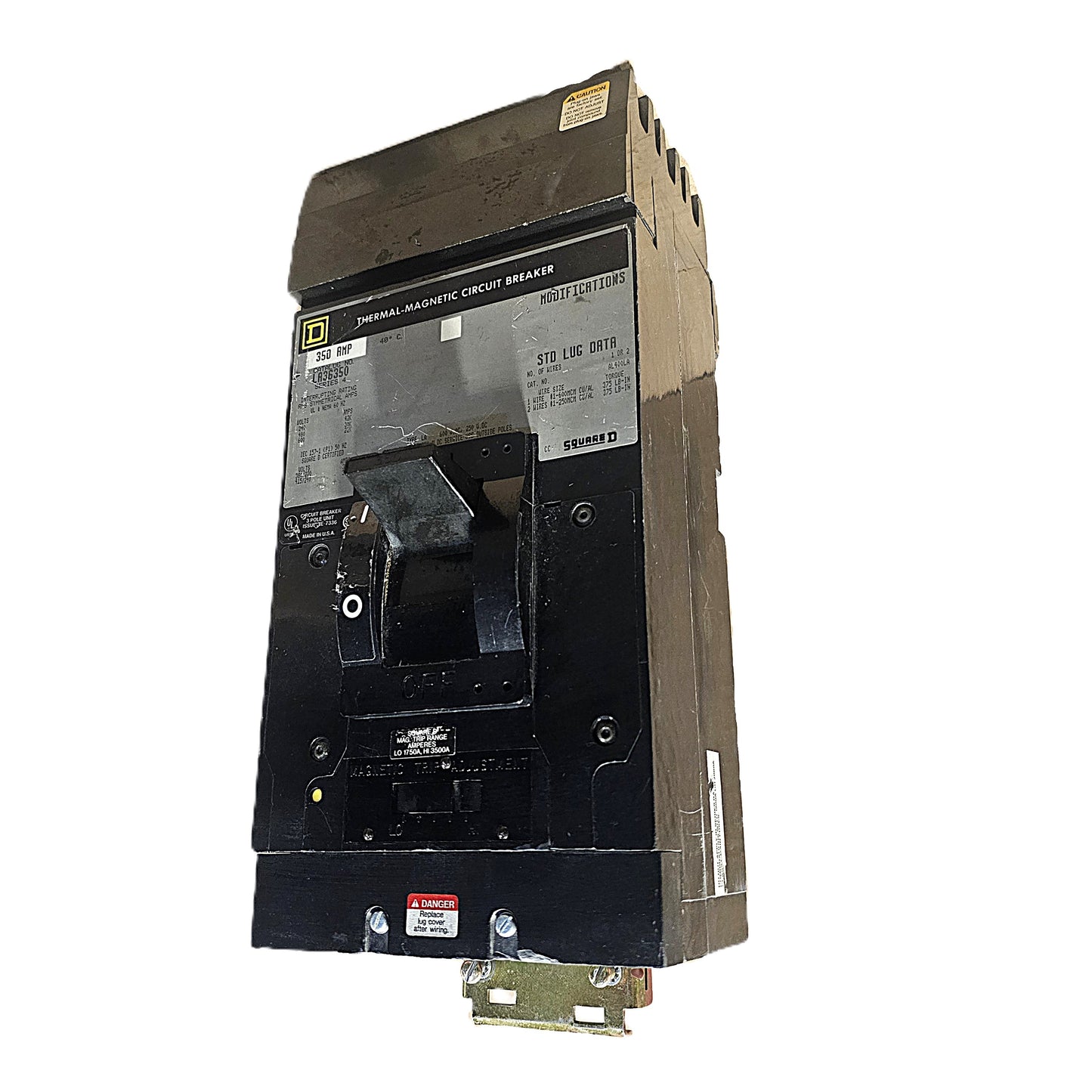 Square D LA36350 Circuit Breaker 3-Pole, 350 Amp, 600V AC, Thermal Magnetic, LA Frame