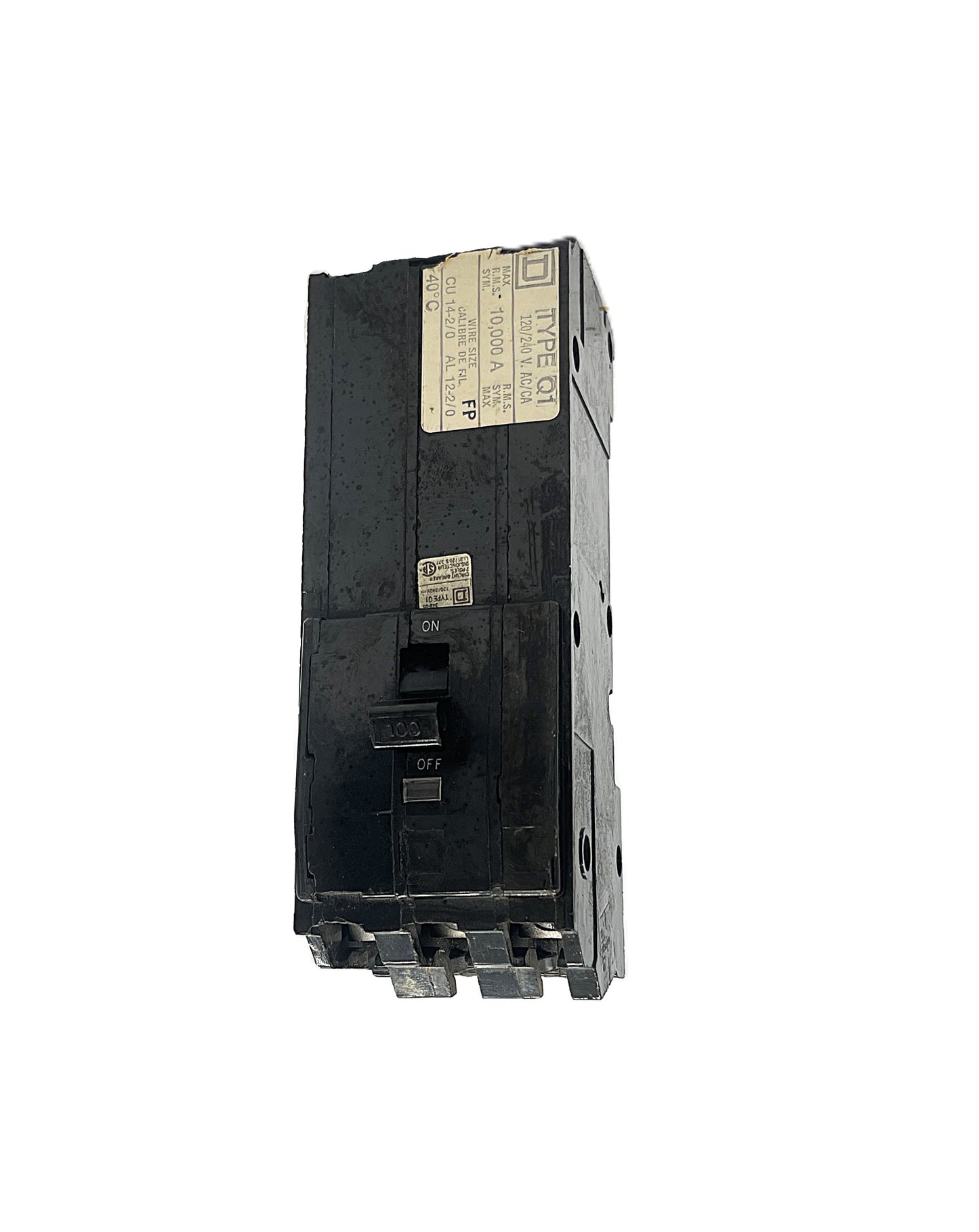 Square D Q1B3100 Circuit Breaker 3-Pole, 100 Amp, 240V AC, Thermal Magnetic, Q1 Frame