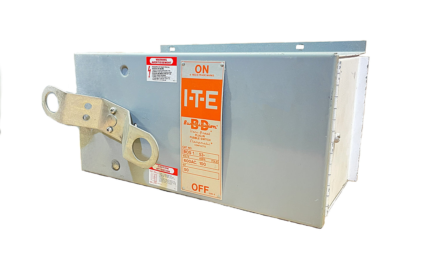 ITE BOS 14353J Vacu-Break Plug-In Fusible Buss Plug Switch BOS Series 100A, 600V AC, 3-Pole