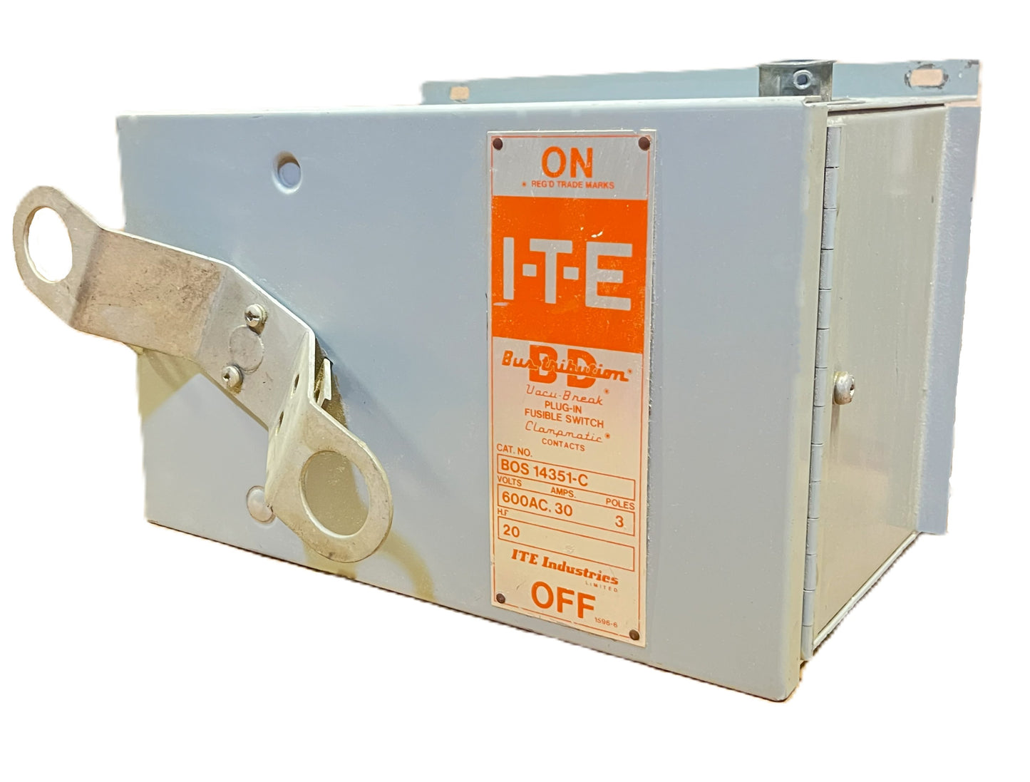 ITE BOS 14351-C Vacu-Break Plug-In Fusible Switch Buss Plug 30A, 600V AC, 3-Pole