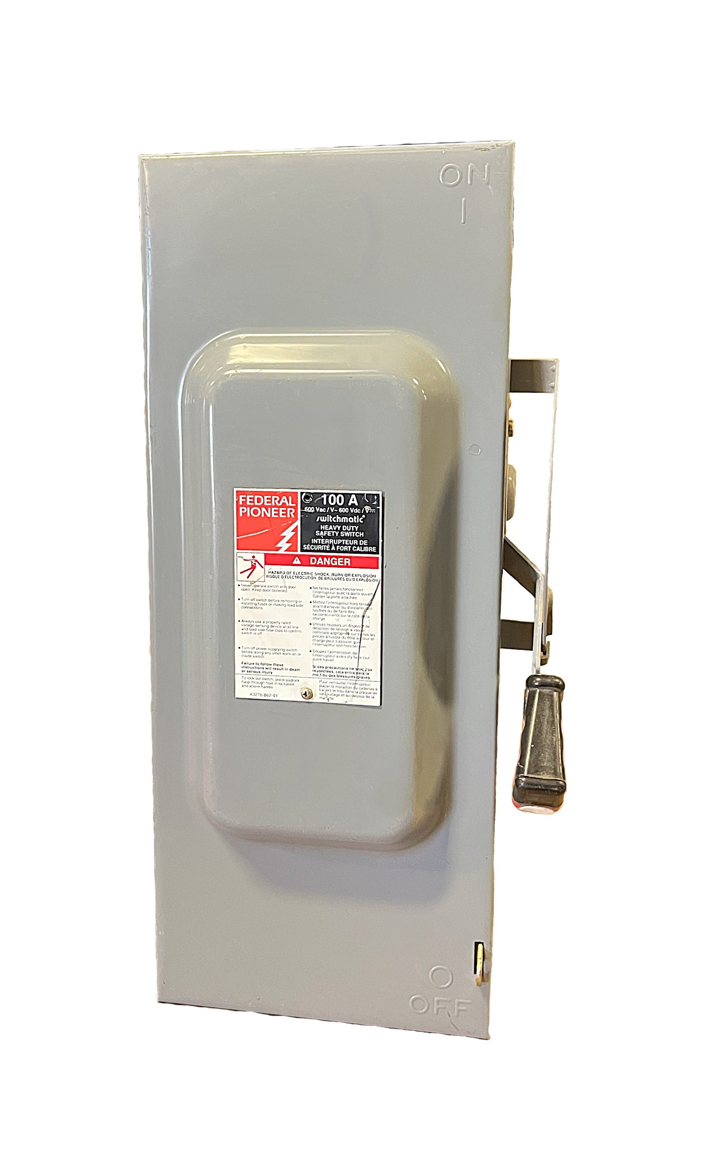 Federal Pioneer Heavy Duty Safety Switch 3-Pole, 100 Amp, 600V AC, Fused Disconnect
