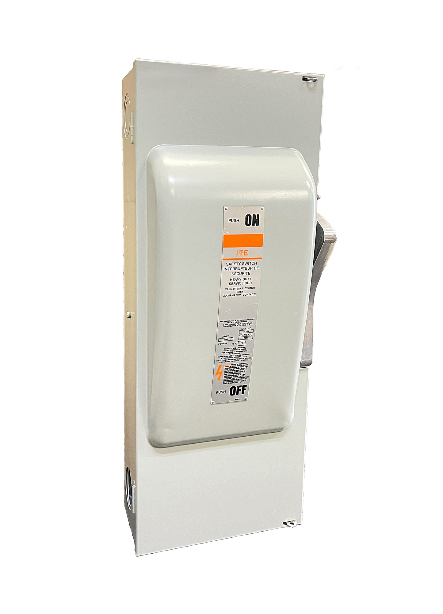 ITE Heavy Duty Safety Switch 3-Pole, 60 Amp, 600V AC, Fusible Disconnect