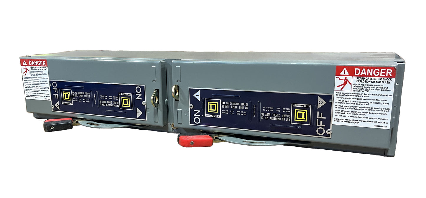 Square D QMB361TW Fusible Bus Plug Switch 30 Amp, 600V AC, 3-Pole, Fusible, Plug-In