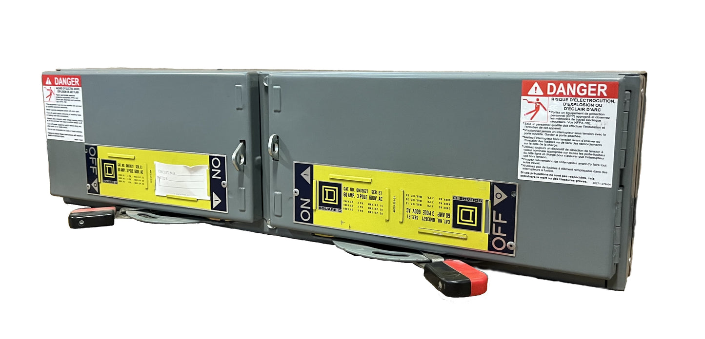 Square D QMB362T Bus Plug Switch 60 Amp, 600V AC, 3-Pole, Fusible, Plug-In