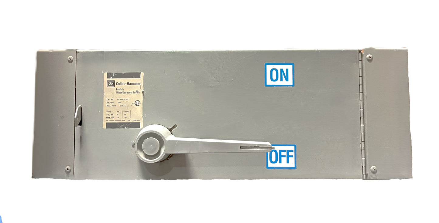 Cutler-Hammer Fusible Safety Switchgear 200 Amp, 600V AC Max, Heavy Duty, 3-Pole, NEMA EnclosurE