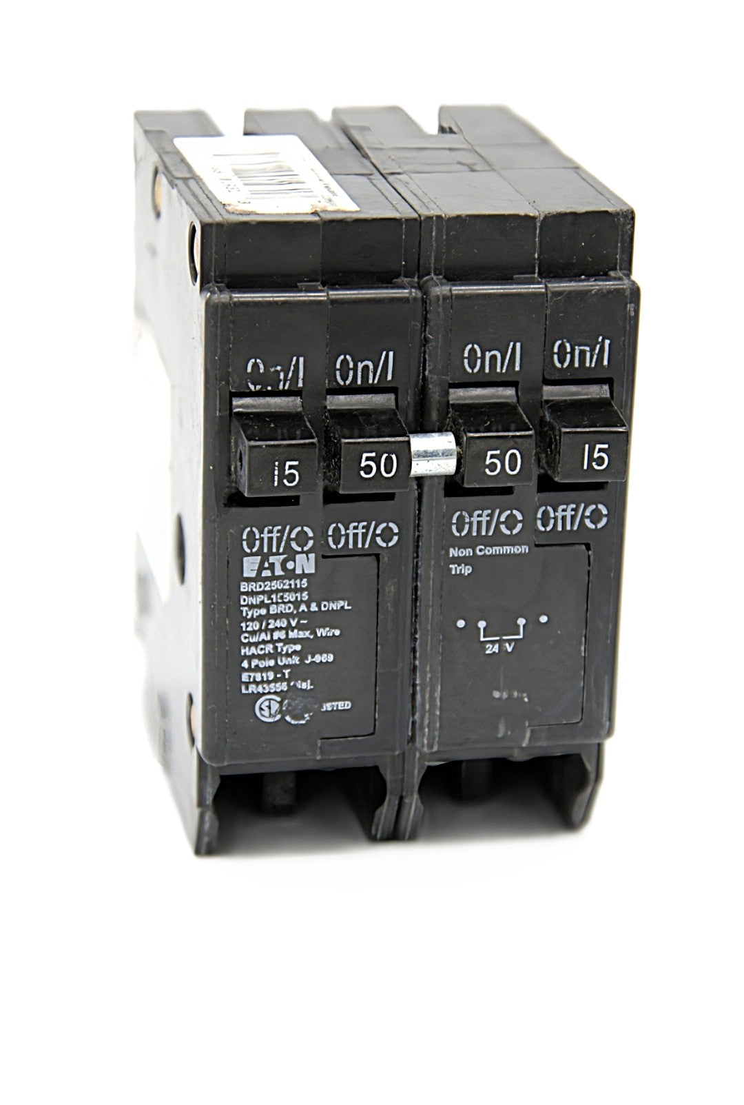 Eaton DNPL155015 Series 4-Pole Outside: 15A Inside: 2 pole 50A 120/240V AC Circuit Breaker Push-On