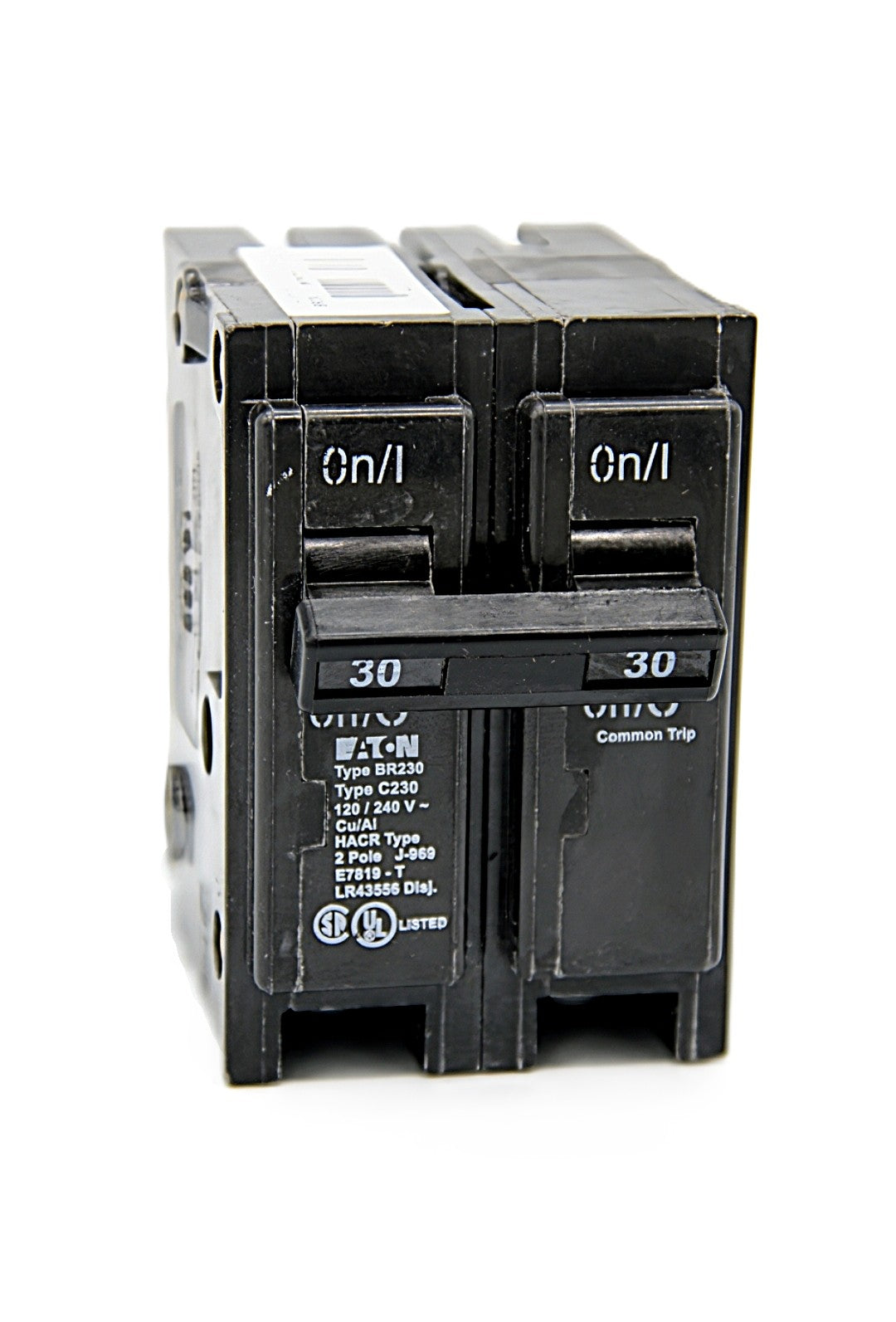 Eaton BR230 Series 2-Pole Circuit Breaker 30 Amps on both poles 120/240V AC 10,000 AIC Push-On