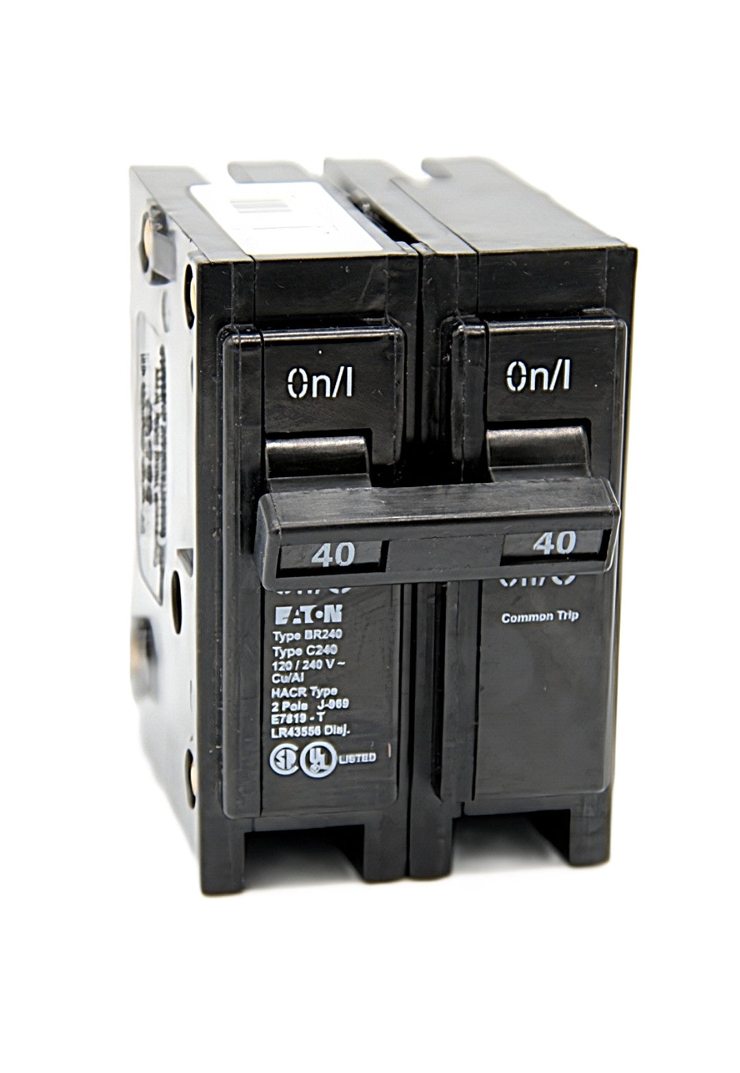 Eaton BR240 2-Pole Circuit Breaker 40 Amps on both poles 120/240V AC 10,000 AIC Push-On