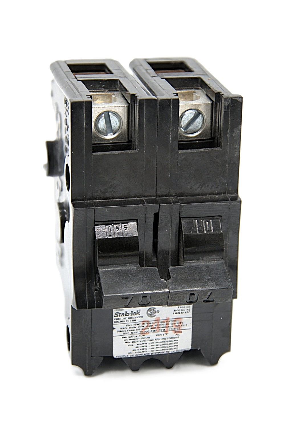 Federal Pioneer Stab-Lok NB270 Double-Pole Circuit Breaker AL 2-Pole 70 Amps on both poles 240V AC Push-On