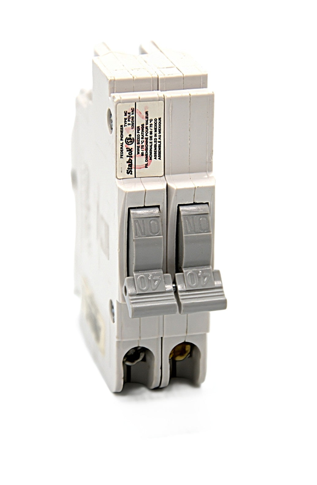 Federal Pioneer Stab-Lok Double-Pole Circuit Breaker NC240 40 Amps on both poles 120/240V AC Push-On
