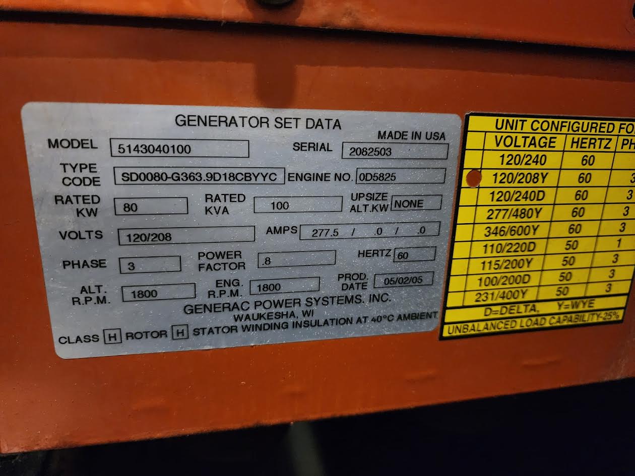 2005 Generac Generator with a Mitsubishi Diesel Engine