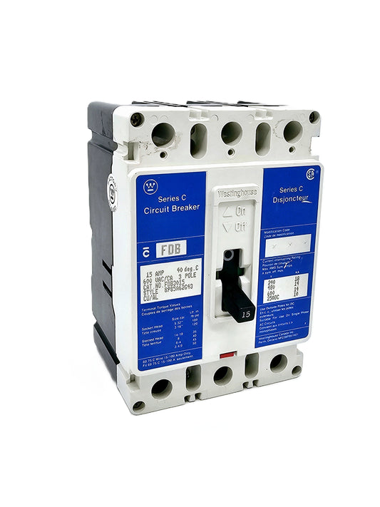 Eaton Westinghouse FDB3015 Series C 15AMPS 3-Poles 600VAc Bolt-On
