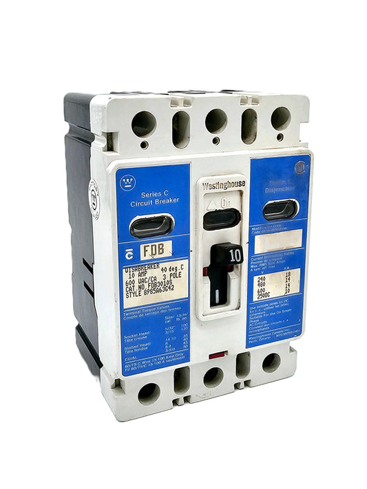 Eaton Westinghouse FDB3010S Series C  10AMPS 3-Pole 600VAC Bolt-On