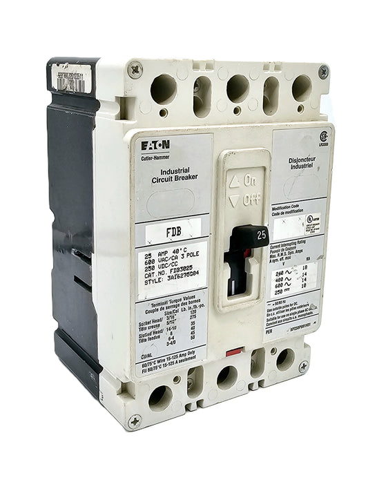 Eaton Cutler-Hammer FDB3025 molded 3-pole, 25-amp industrial circuit breaker