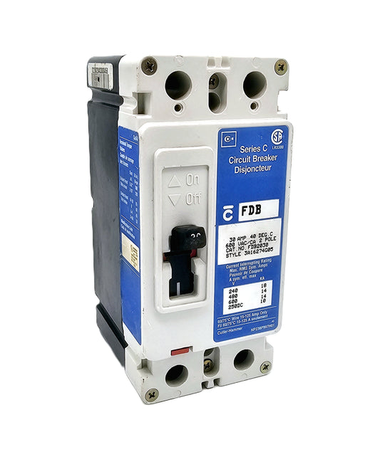 Eaton Cutler-Hammer FDB23030 — a 30A, 2-pole Series C molded case circuit breaker from the FDB (FD-frame) 14k 600 VAC / 250 VDC